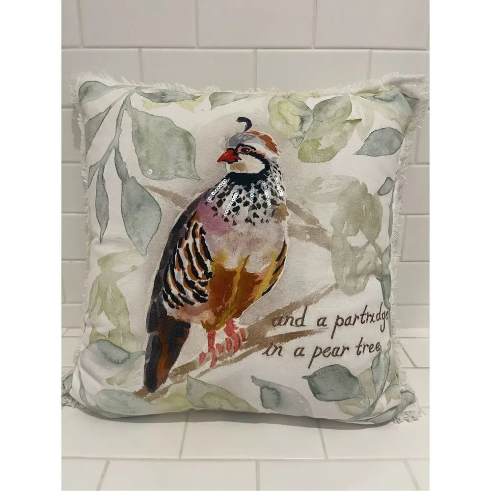 Banana Republic ‘partridge in a pear tree’ Christmas pillow - Picture 1 of 2
